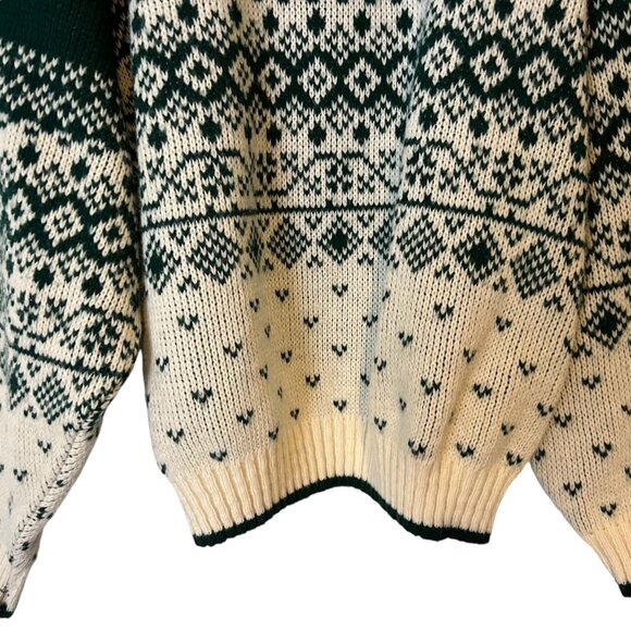 Boys Vintage Knit Sweater Size Large Fair Isle Green White USA Made Ground Contr - Picture 3 of 9